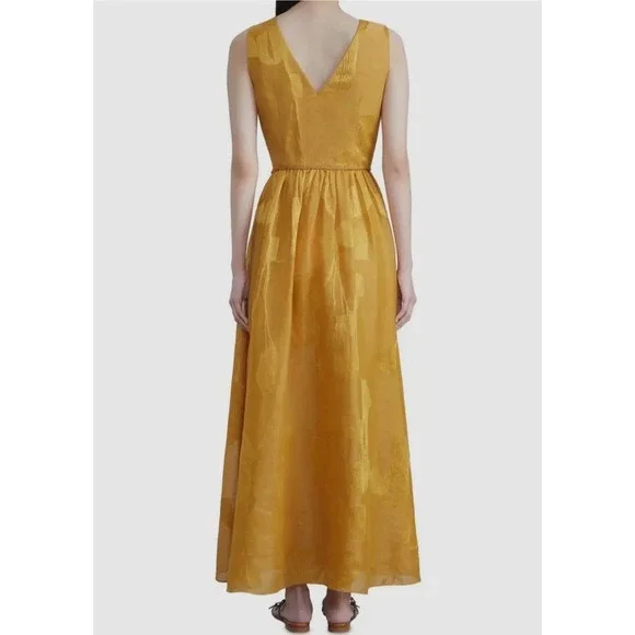 $1998 Lafayette 148 New York Women Yellow Silk Sleeveless A-Line Dress Size 16 - Picture 2 of 12